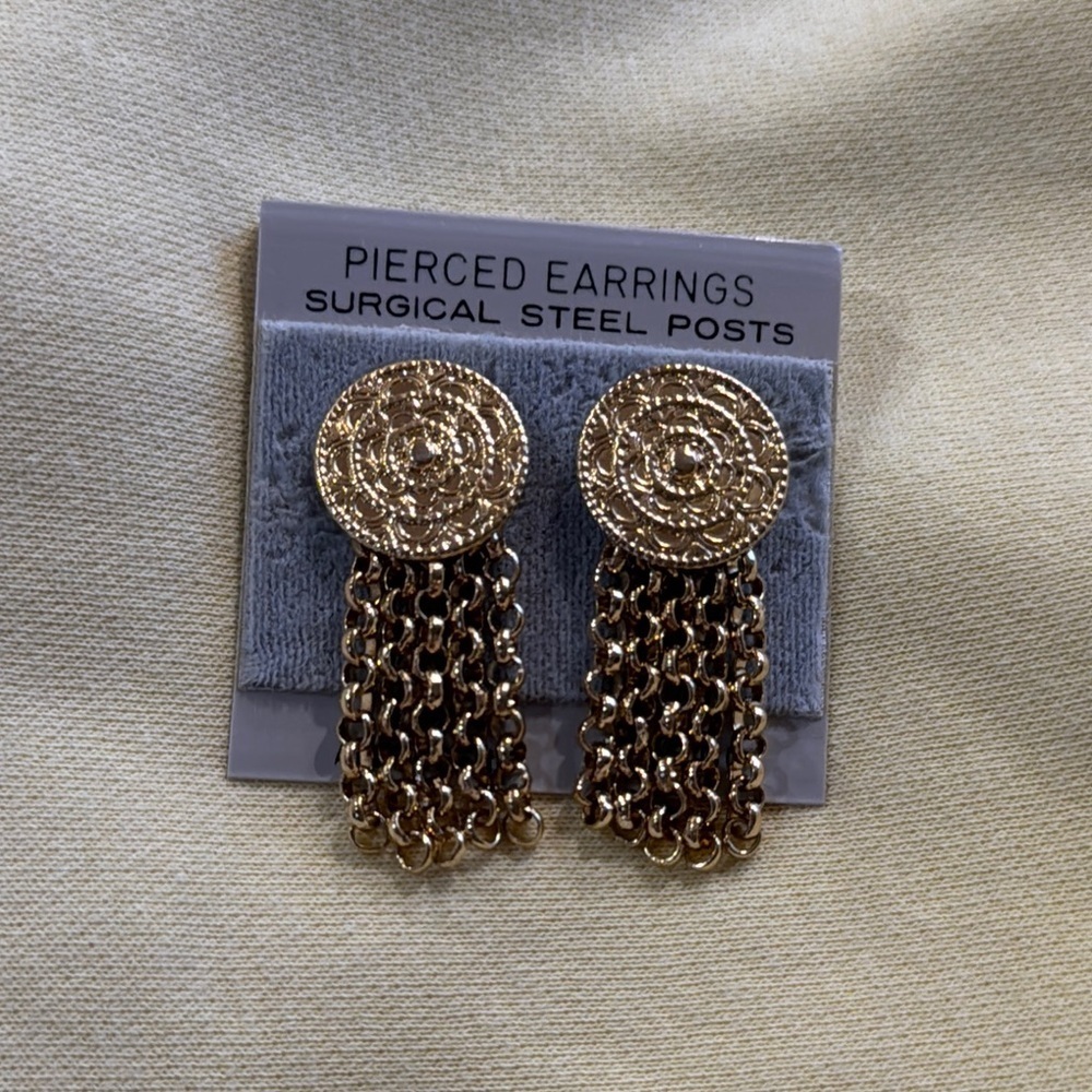 🎉 Gold Tone Chain Drop Earrings